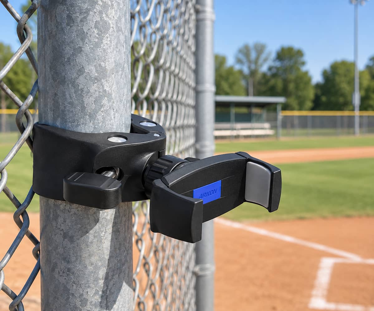 Arkon MG531 on a Fence Pocket Radar tripod and fence mounting options for baseball training