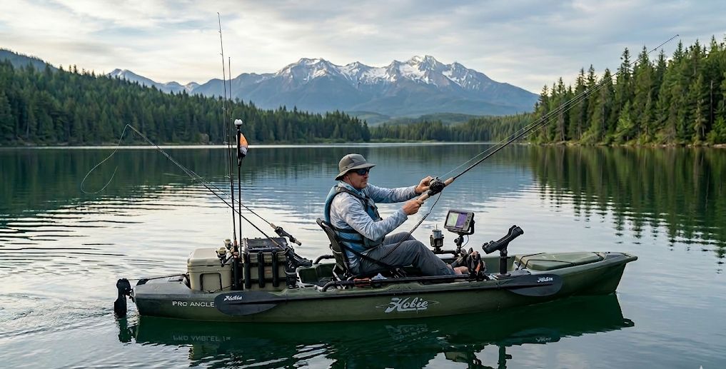 Fish finder mounted on boat console with adjustable arm mount