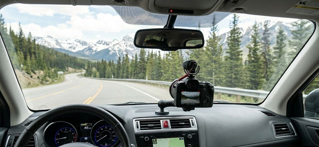 DSLR Camera Mounted in a car