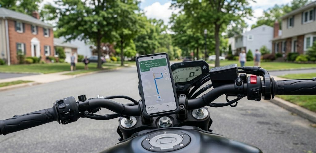 Motorcycle phone mount setup