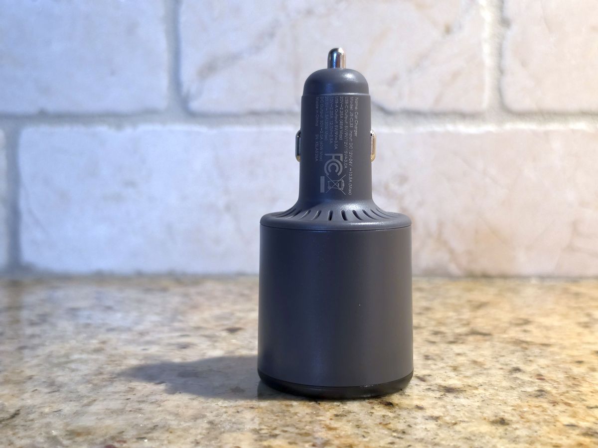 Close-up of the JOYROOM Starlink Mini car adapter housing and build quality