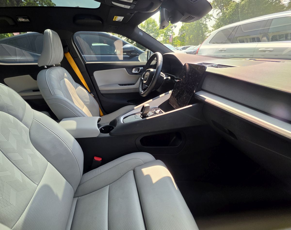 Polestar 2 dashboard and center console showing phone mount placement options