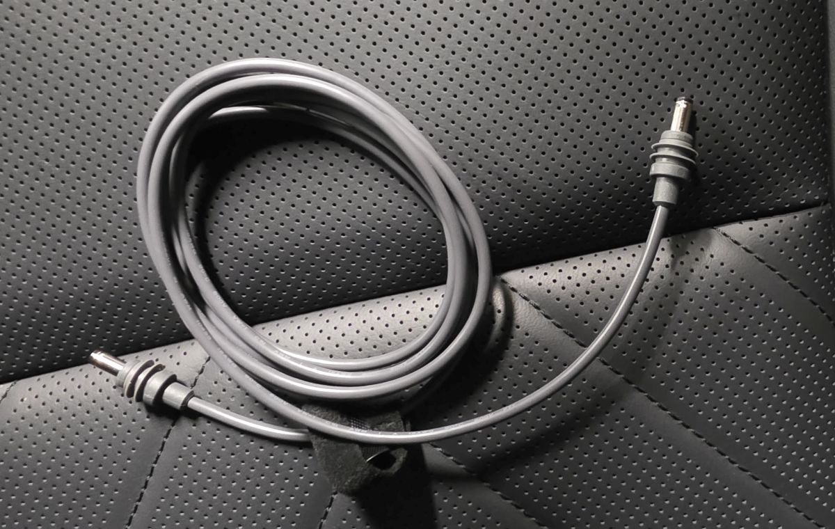 Starlink cable laid out on a car seat