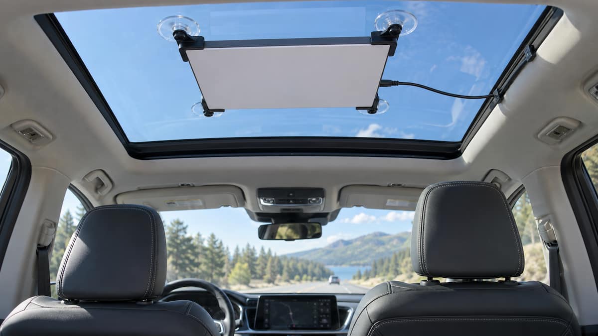 Starlink in a car Starlink in a car mounted to the sunroof